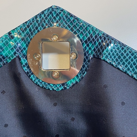 Kate Spade teal and black envelope clutch handbag - Picture 5 of 9